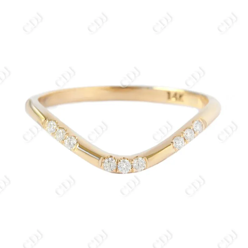 0.09CTW U Curved Classic Natural Diamond Wedding Band
