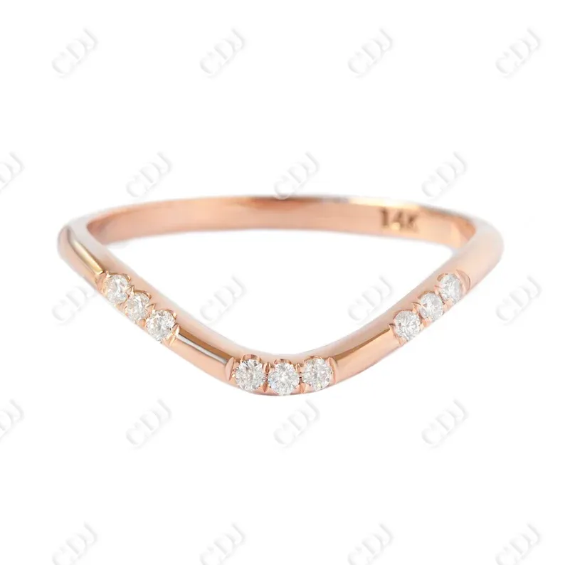 0.09CTW U Curved Classic Natural Diamond Wedding Band
