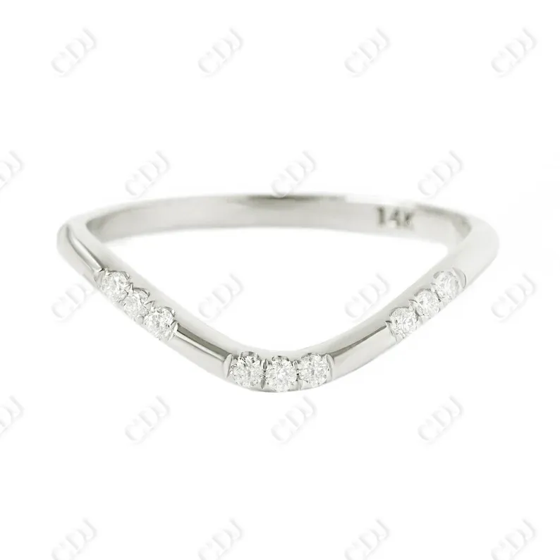 0.09CTW U Curved Classic Natural Diamond Wedding Band