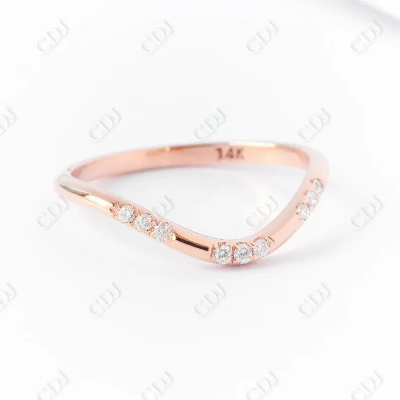 0.09CTW U Curved Classic Natural Diamond Wedding Band