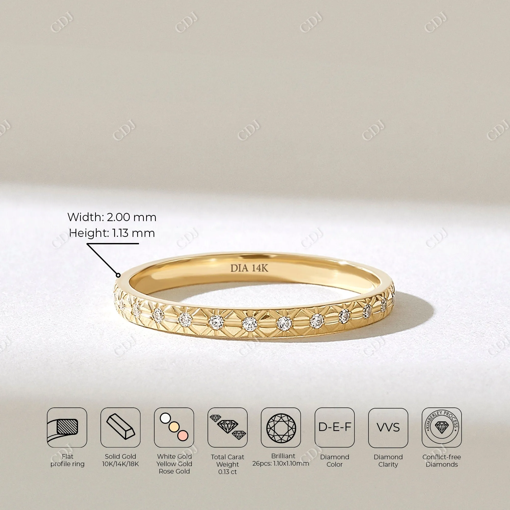0.13CTW  Lab Grown Diamond X Wedding Band