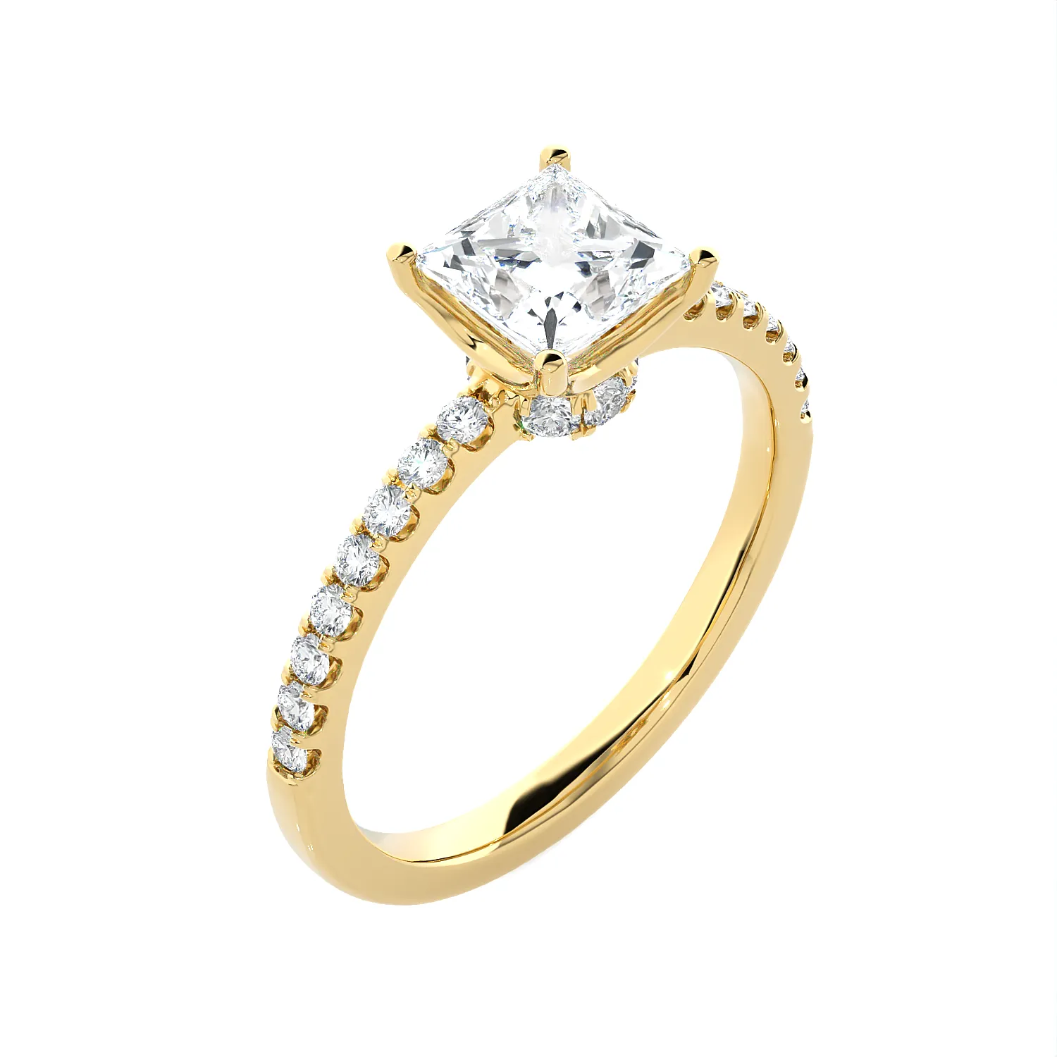 1 3/8 ctw Princess-Cut Lab Grown Diamond Side Stone Engagement Ring