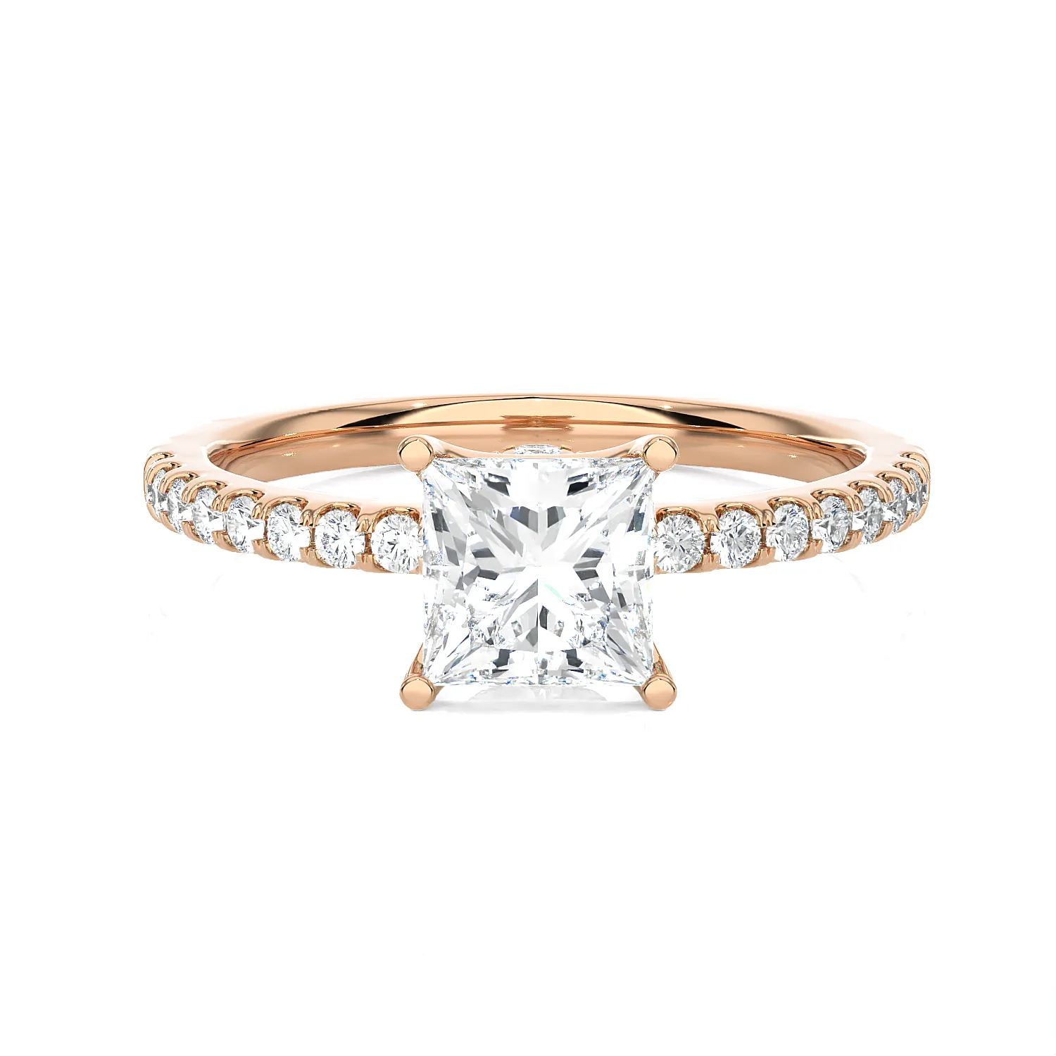 1 3/8 ctw Princess-Cut Lab Grown Diamond Side Stone Engagement Ring