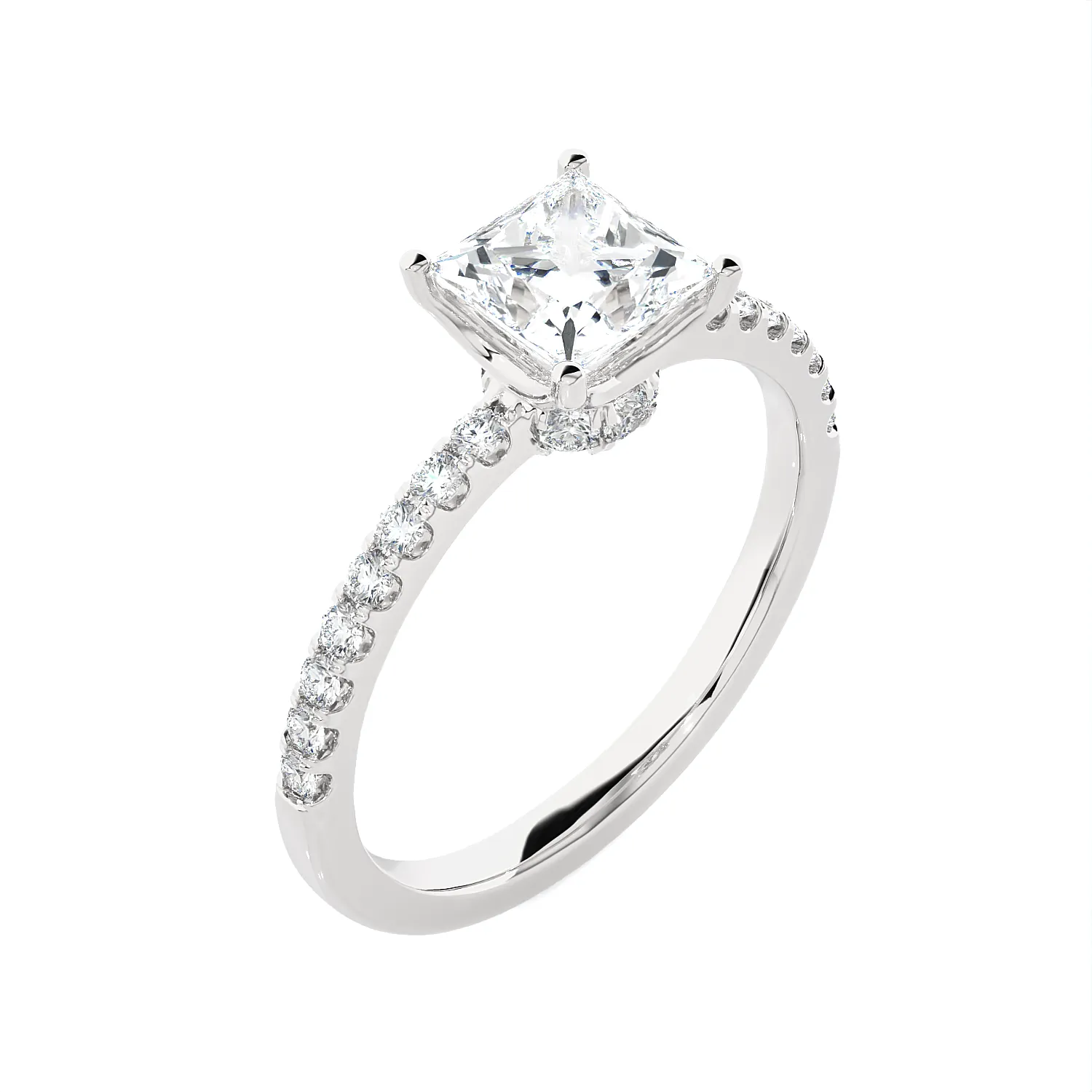 1 3/8 ctw Princess-Cut Lab Grown Diamond Side Stone Engagement Ring