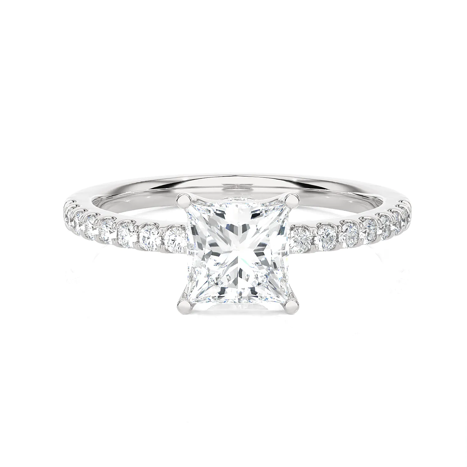 1 3/8 ctw Princess-Cut Lab Grown Diamond Side Stone Engagement Ring