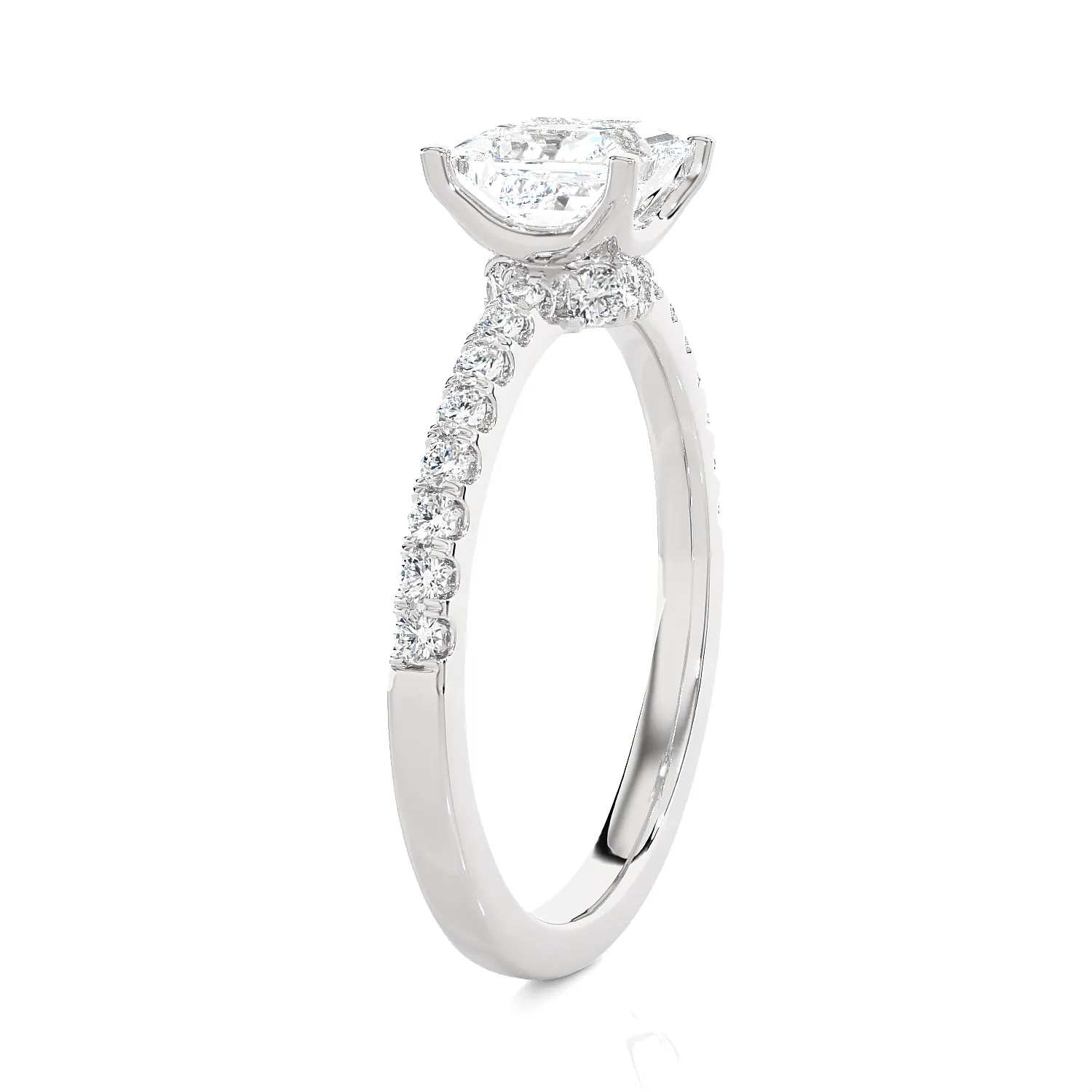 1 3/8 ctw Princess-Cut Lab Grown Diamond Side Stone Engagement Ring
