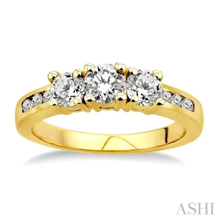 1 Ctw Nine Stone Round Cut Diamond Engagement Ring in 14K Yellow Gold