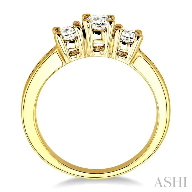 1 Ctw Nine Stone Round Cut Diamond Engagement Ring in 14K Yellow Gold