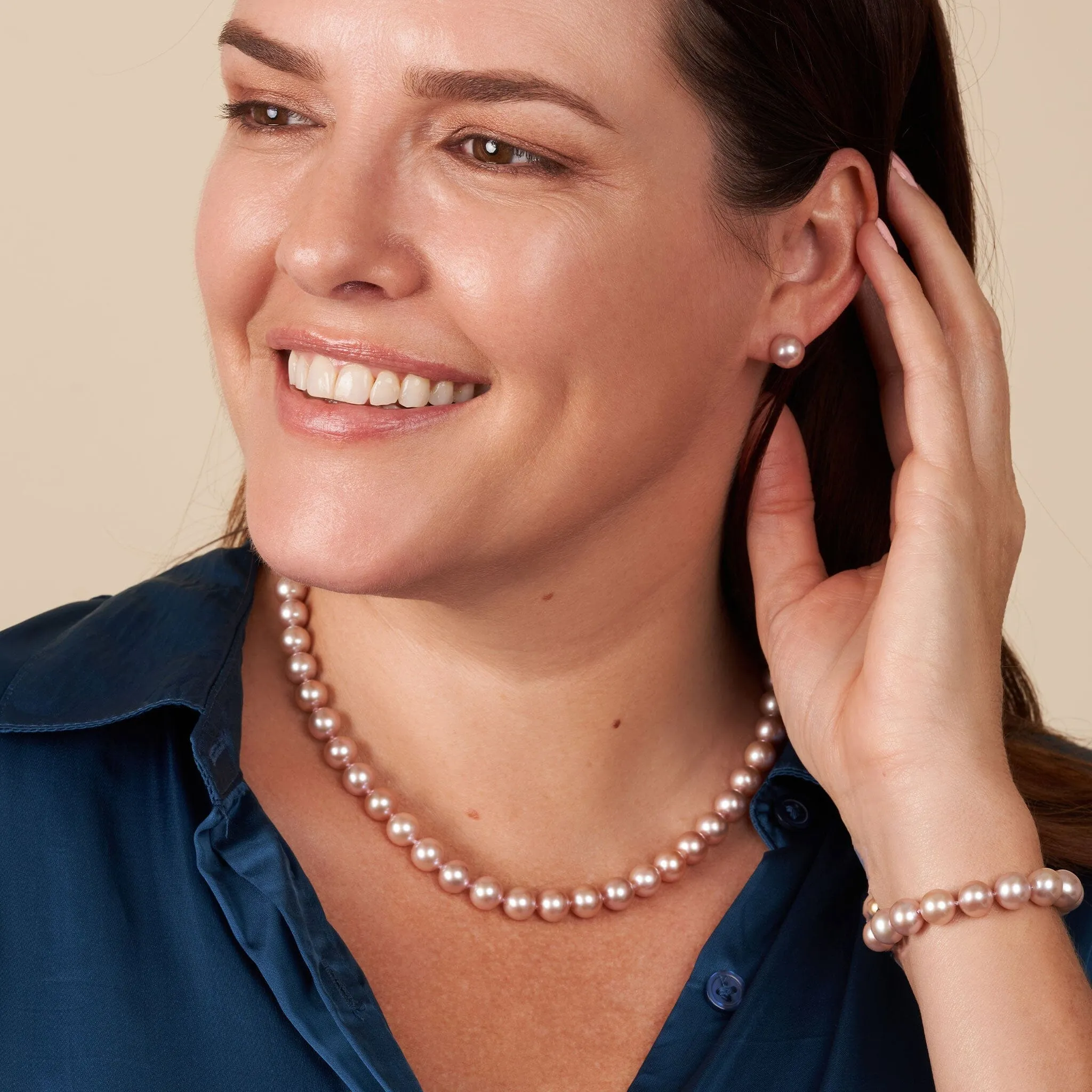 18 Inch 3 Piece Set of 8.5-9.0 mm AAA Lavender Freshwater Pearls