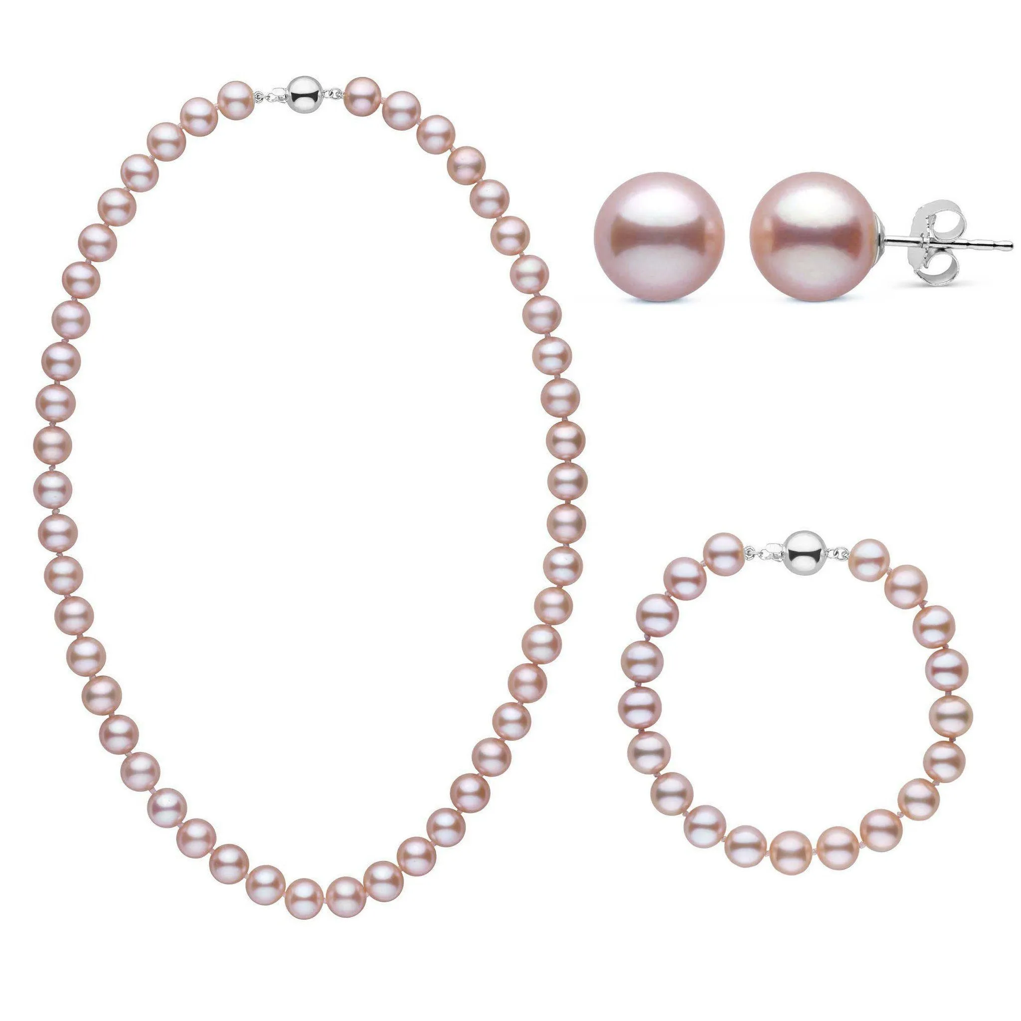 18 Inch 3 Piece Set of 8.5-9.0 mm AAA Lavender Freshwater Pearls