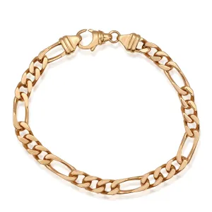 8" Solid Link Figaro Bracelet - 18ct Yellow Gold