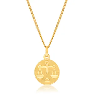 9ct Yellow Gold Zodiac Libra Pendant
