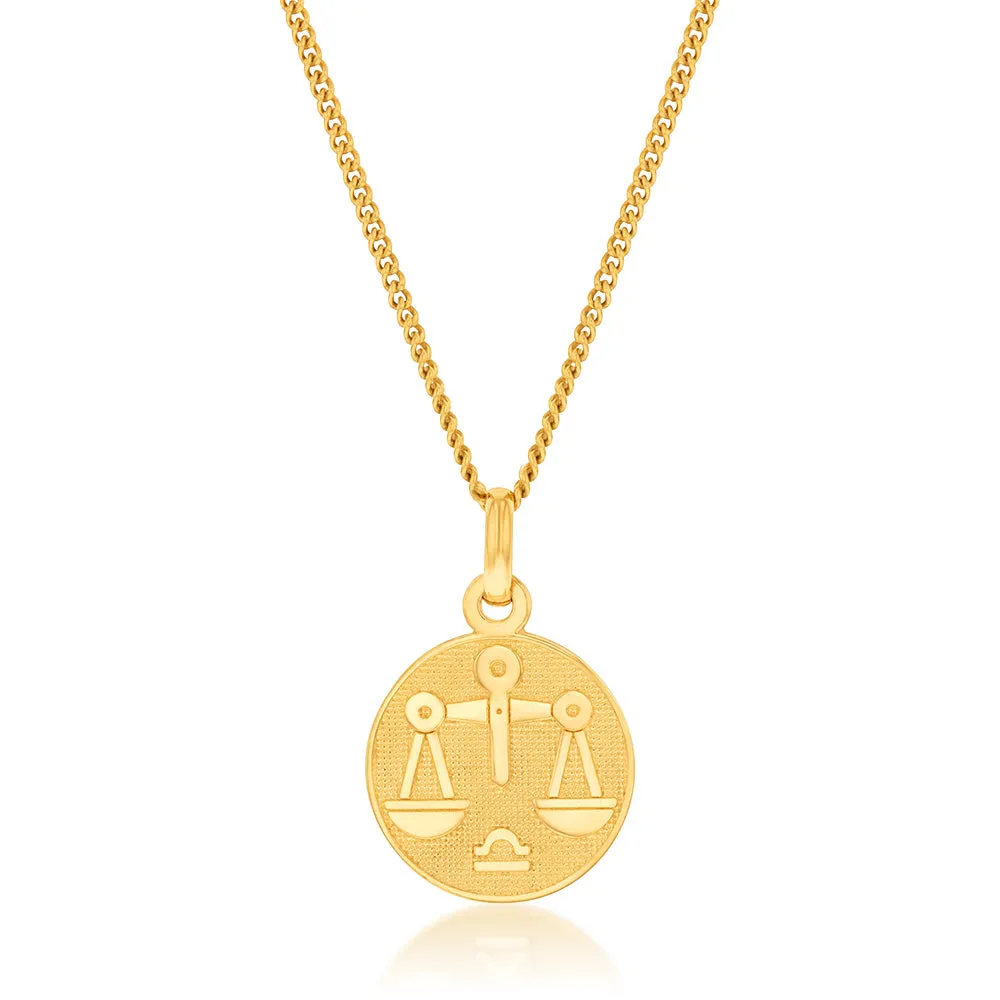 9ct Yellow Gold Zodiac Libra Pendant