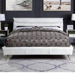 Alexa King Bed, Vntage White Top Grain Leather