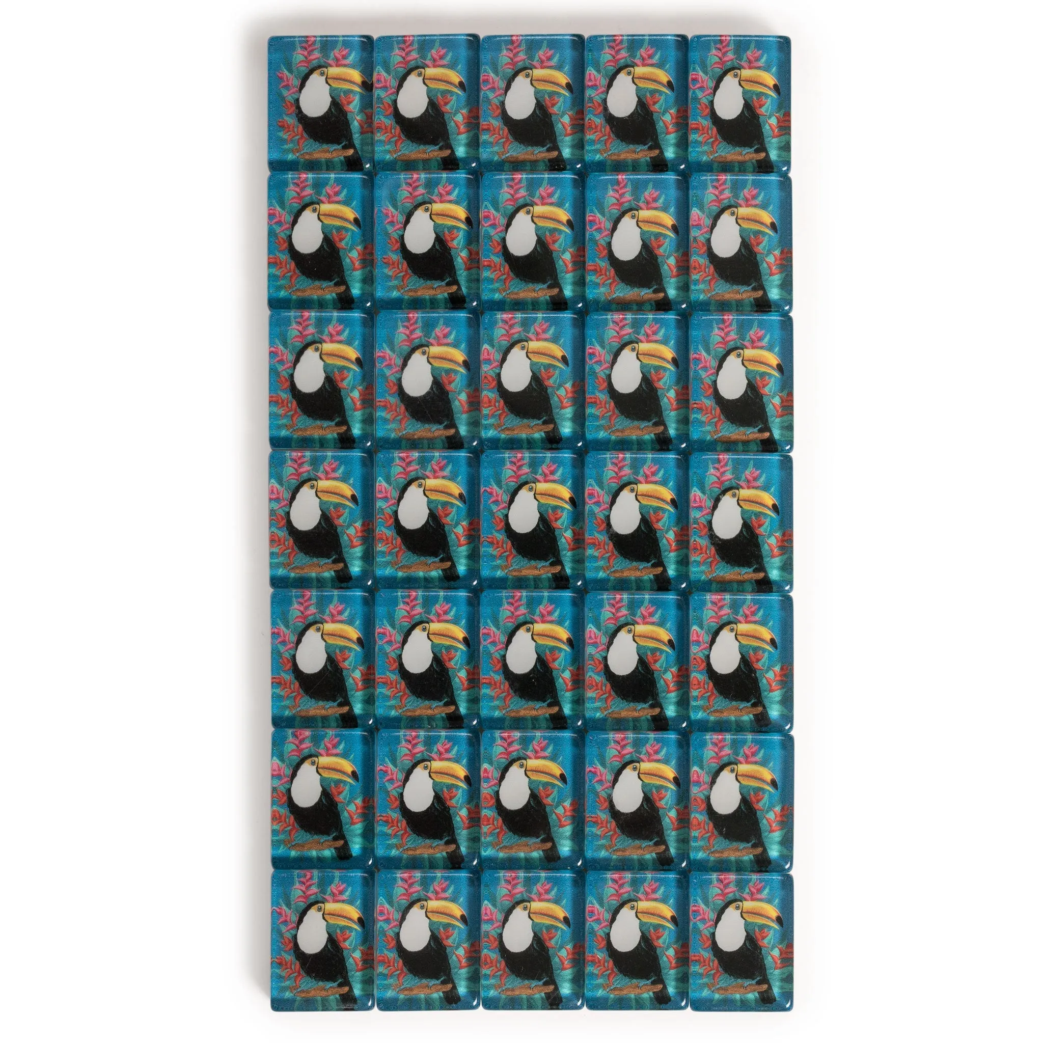 American Mahjong Set "Toucan" with Gray Soft Case, All-in-One Racks with Pushers, Dice, Wind Indicator, and Scoring Coins