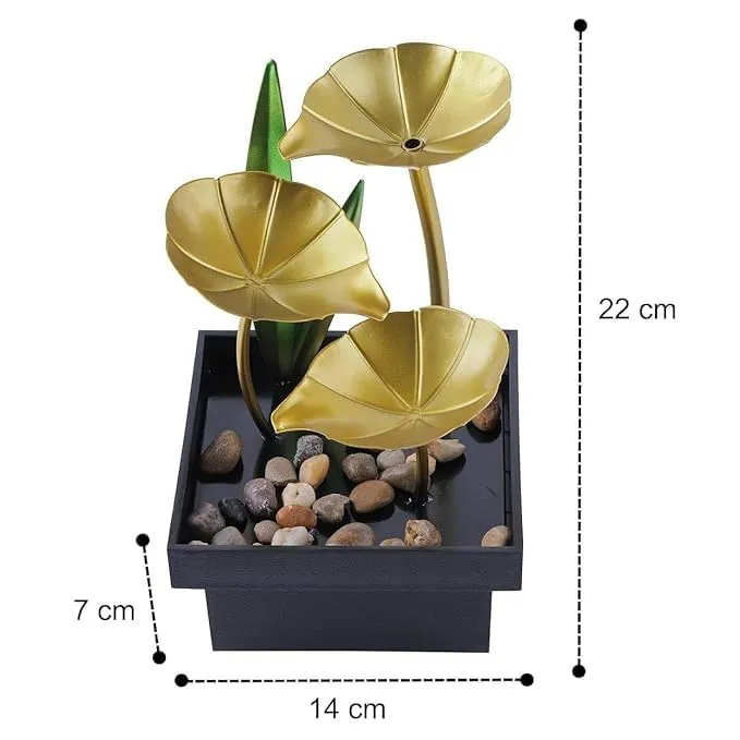ANNIE Tabletop Fountains Metal Water Fountain Home Decor Ornaments with Waterfall Desktop Leaf Fountains Deep Basin&Natural River Rocks Indoor Zen Relaxation for Decor Office Living Room Bedroom Gift