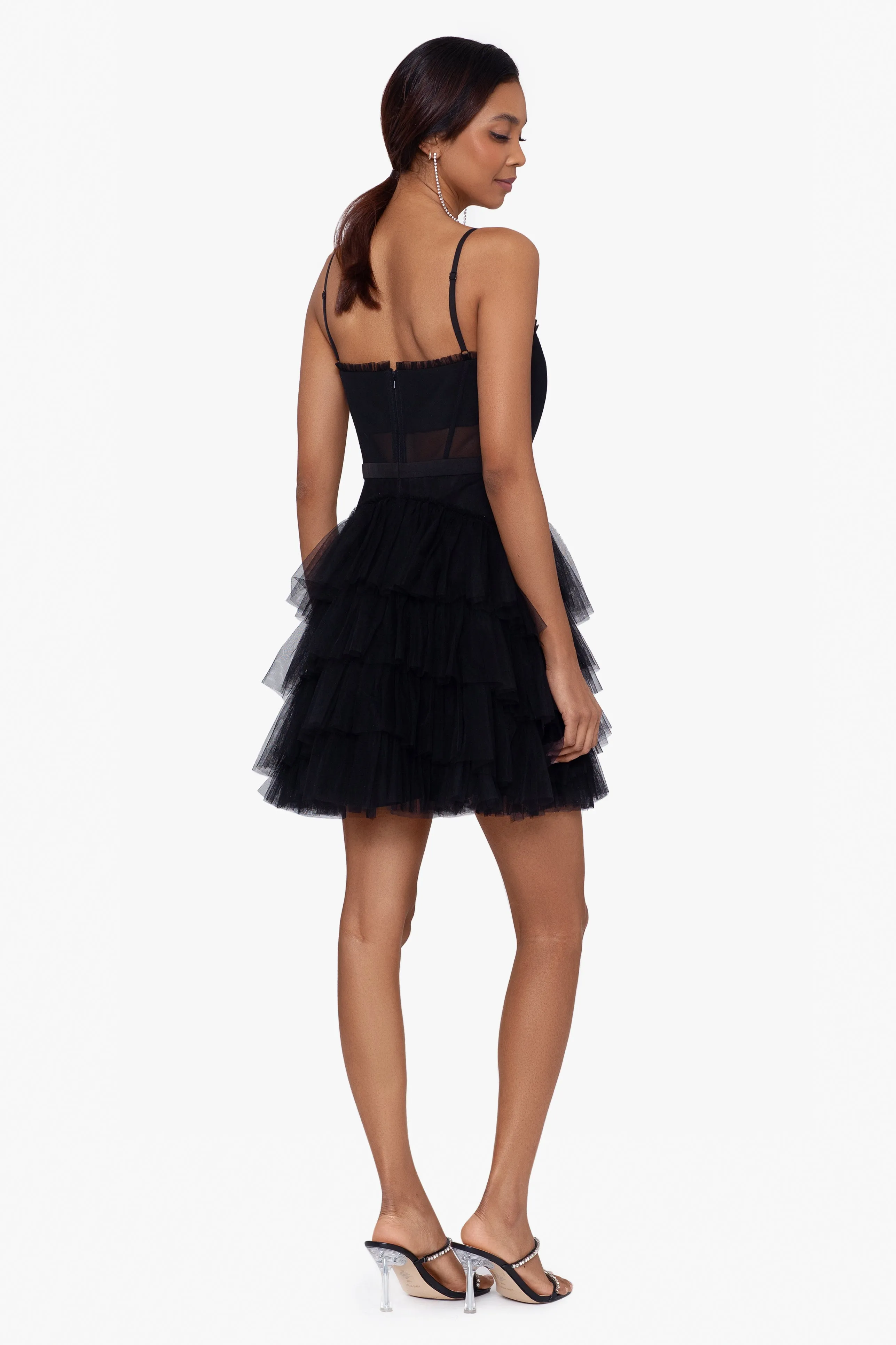 Betsy & Adam Short Ruffle Homecoming Dress A25282