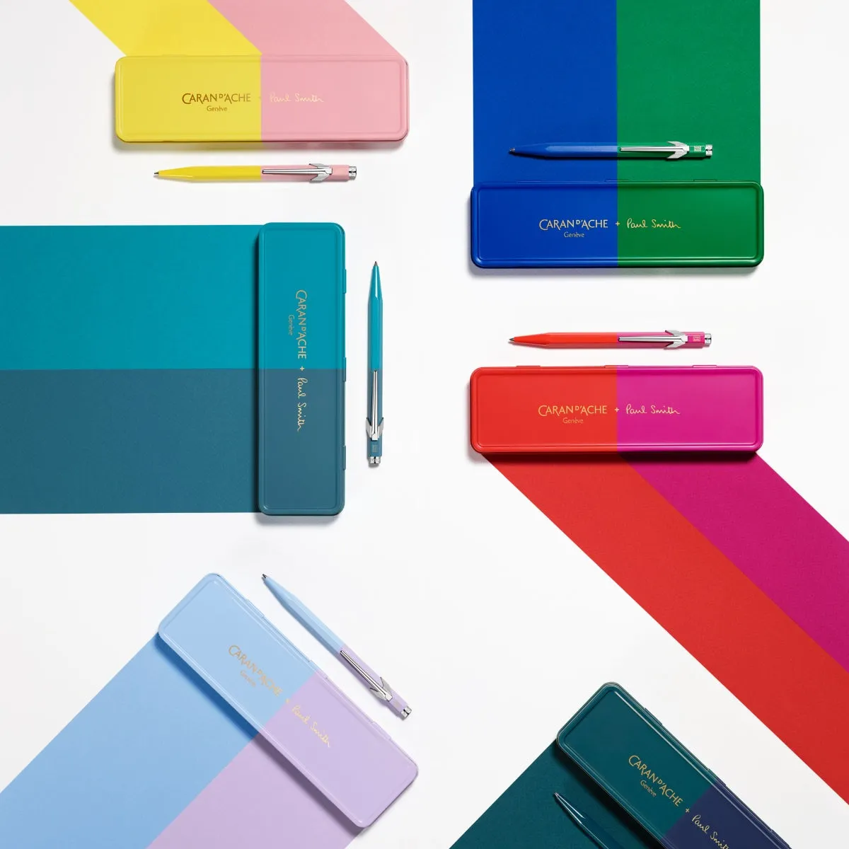 CARAN d'ACHE 849 Ballpoint Pen PAUL SMITH with Box, Cyan/Steel - Limited Edition