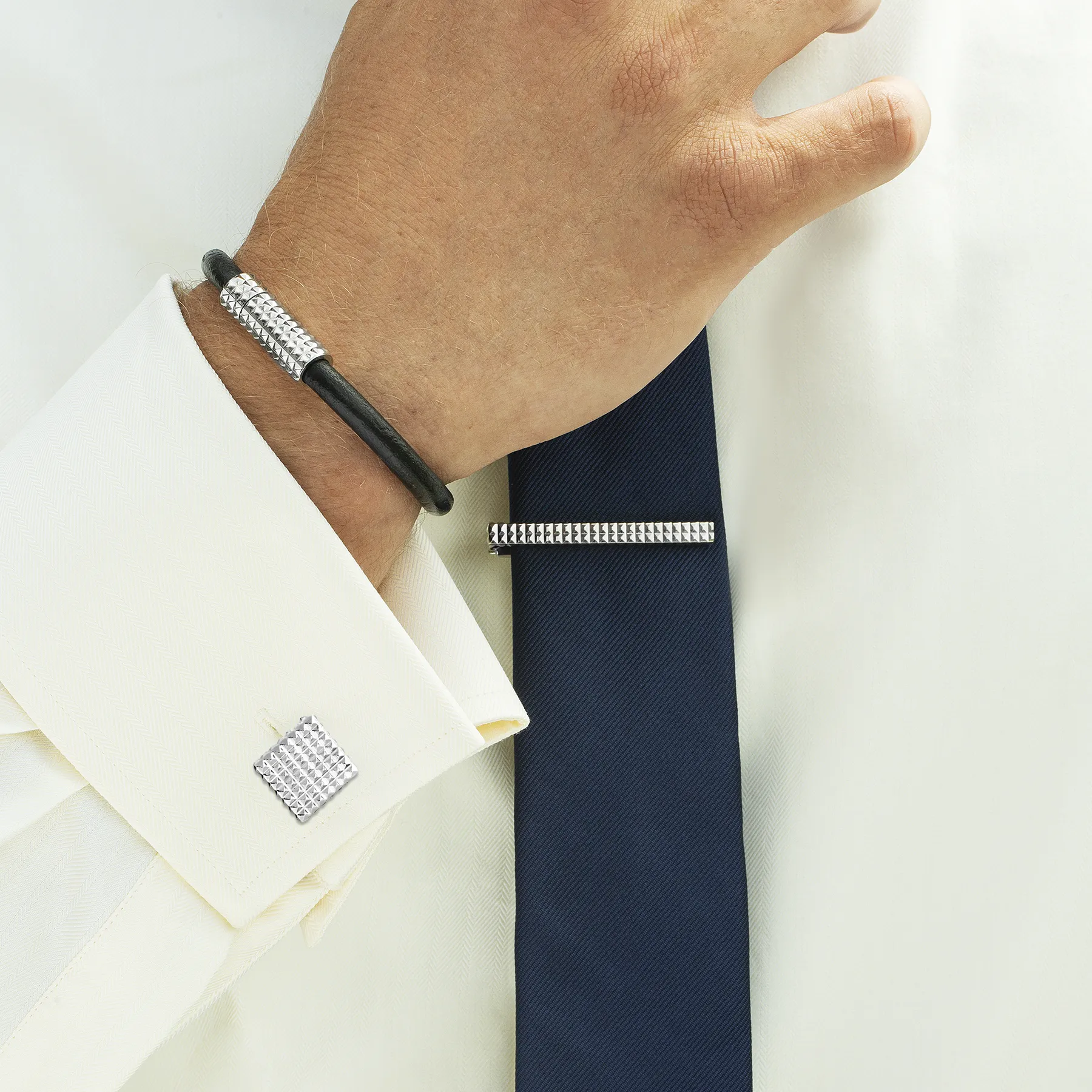 Diamond Giza square cufflinks Palladium plated