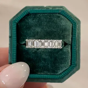 Emerald Cut Diamond Half Eternity Band, 1.45 CTTW