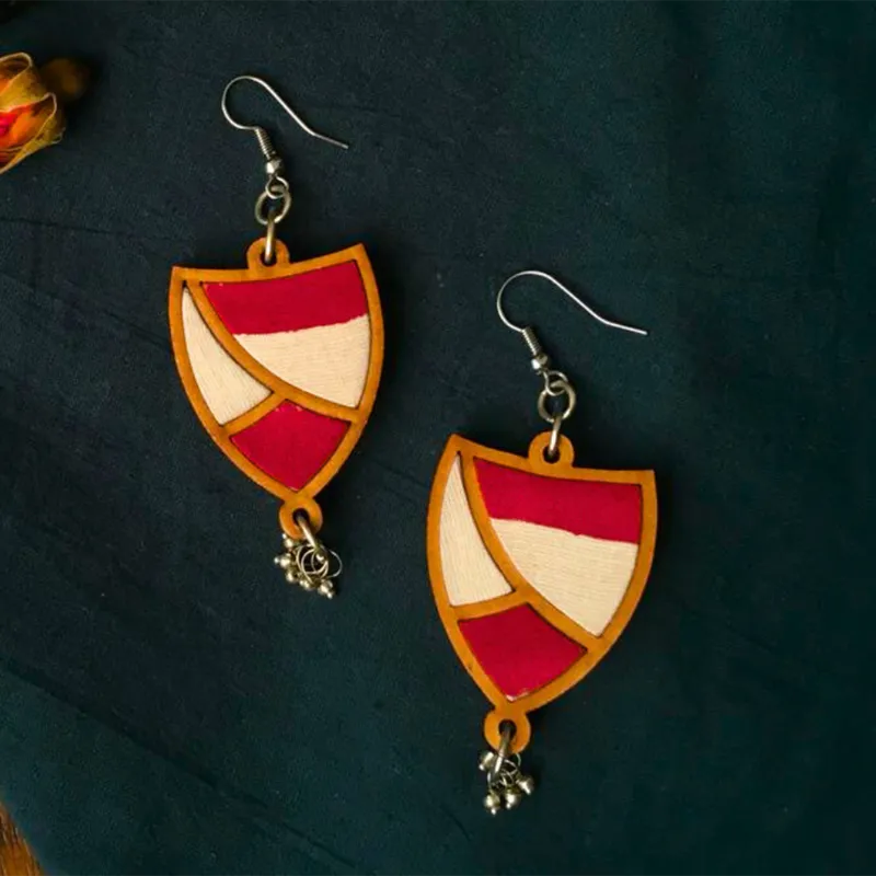 Fabric & Wood Earrings for Women | Mandala Art Design