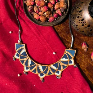 Fabric & Wood Necklace for Women | Mandala Art Design
