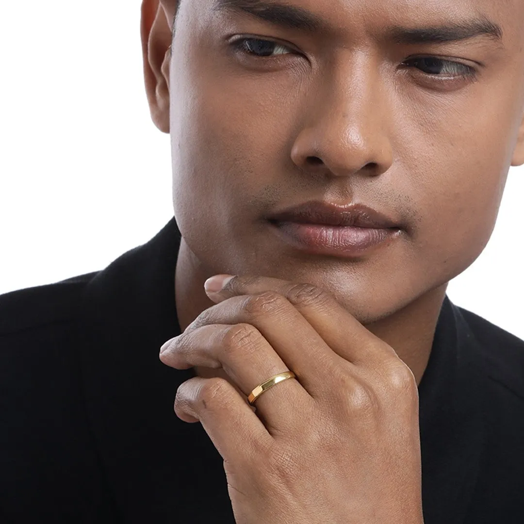 Golden Aura Gold-Plated 925 Sterling Silver Ring for Him (Adjustable)