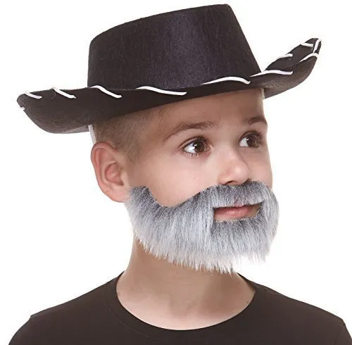 Gray & White Mustache with Short Boxed Beard