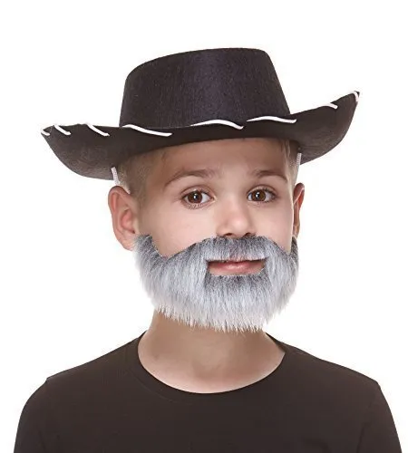 Gray & White Mustache with Short Boxed Beard