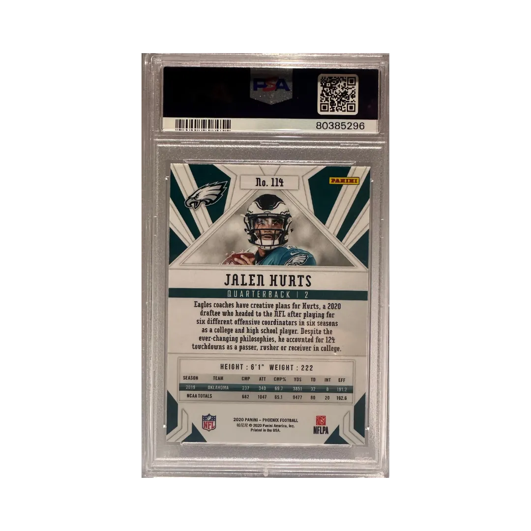 Jalen Hurts PSA 10 GEM MINT 2020 Panini Phoenix Fire Burst Rookie Card