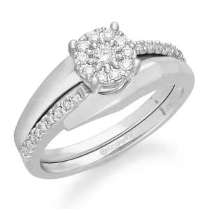 Kallati Eternal Cluster Diamond Engagement Ring with Matching Band in 14K White Gold
