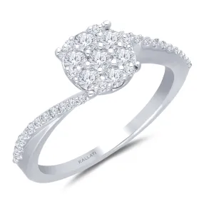 Kallati Eternal Round Cluster Diamond Engagement Ring in 14K White Gold