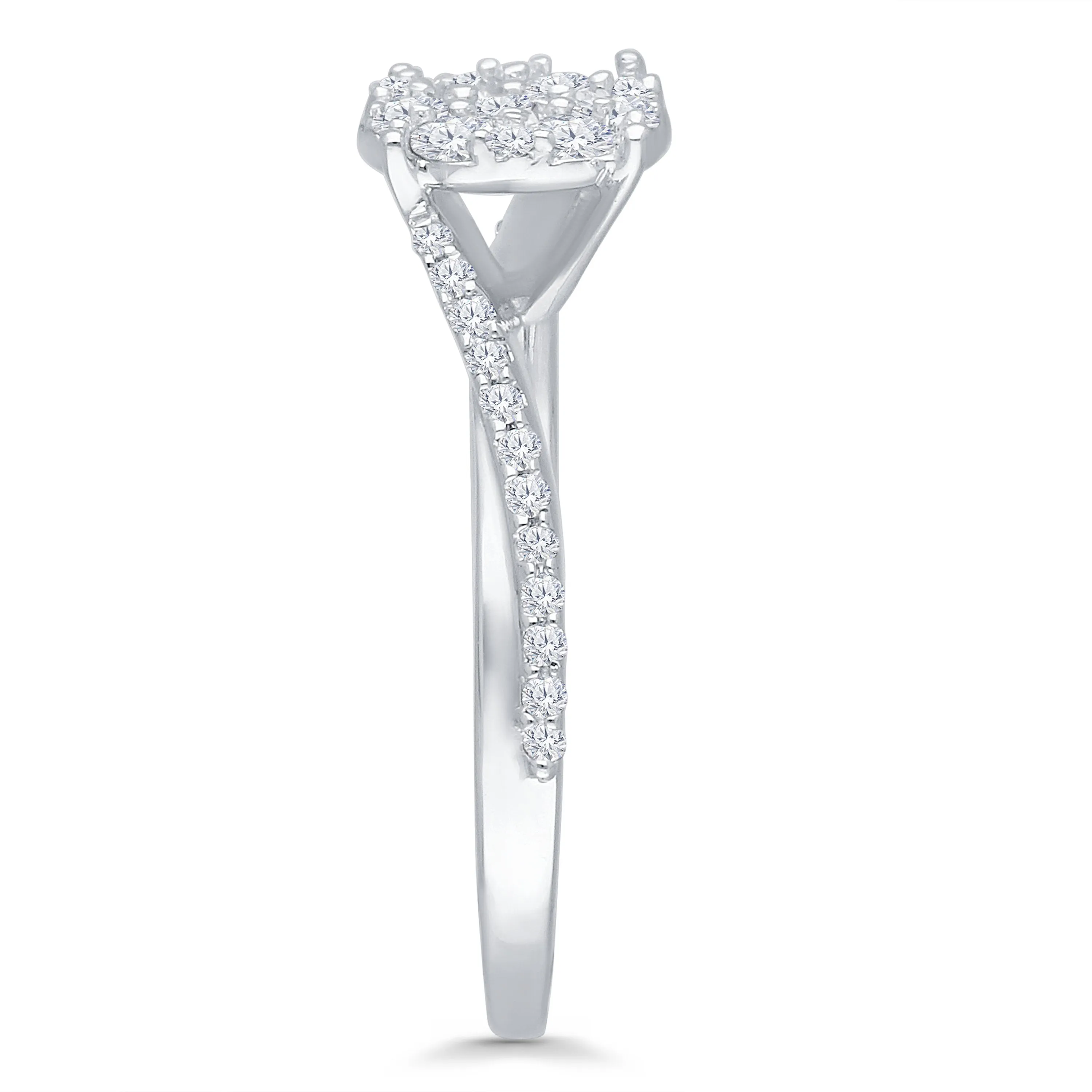 Kallati Eternal Round Cluster Diamond Engagement Ring in 14K White Gold