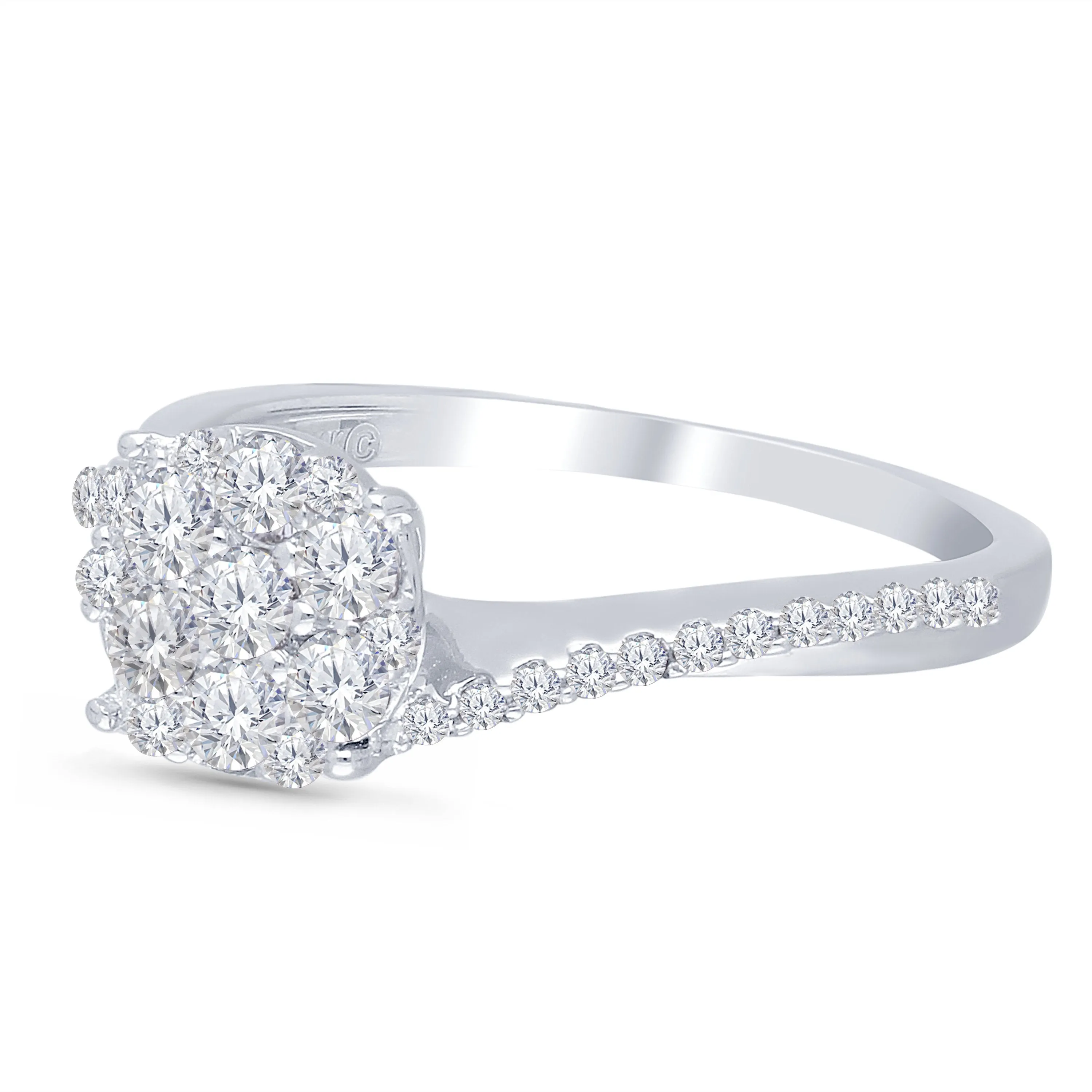 Kallati Eternal Round Cluster Diamond Engagement Ring in 14K White Gold