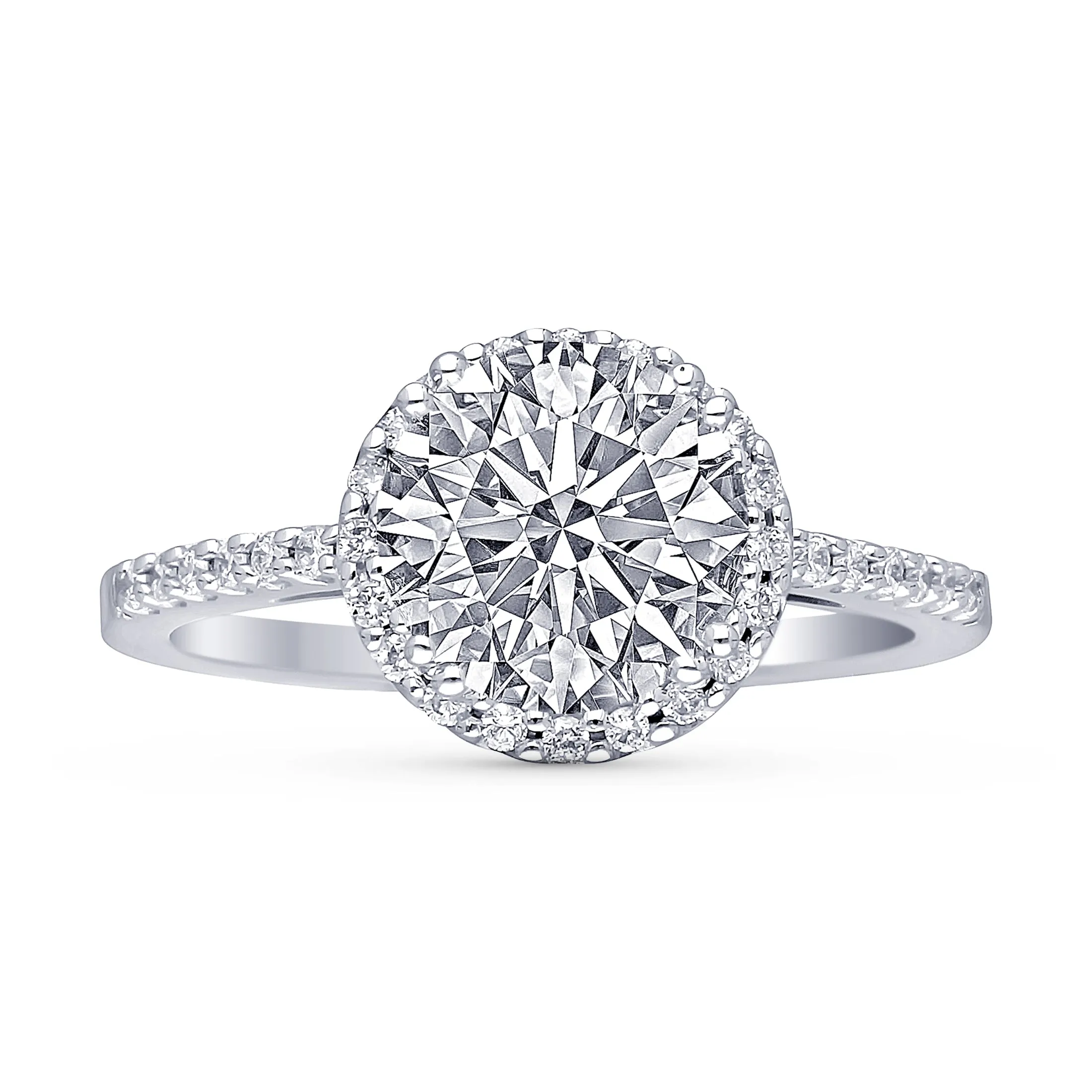 Kallati Eternal Round Halo Diamond Engagement Ring in 14K White Gold
