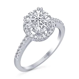 Kallati Eternal Round Halo Diamond Engagement Ring in 14K White Gold