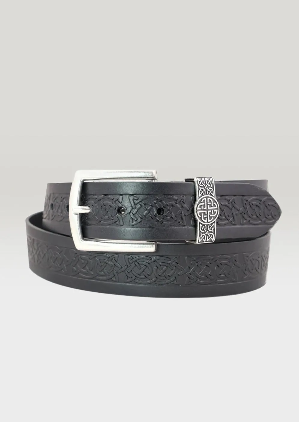 Lee River Black Leather Celtic Jeans Belt