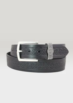 Lee River Black Leather Celtic Jeans Belt