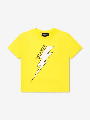 Neil Barrett Boys Thunderbolt T-Shirt in Yellow