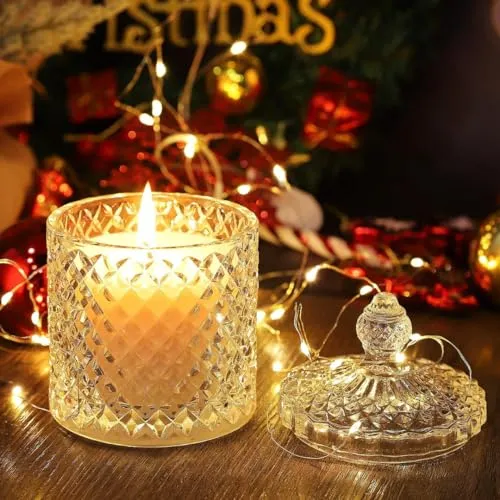 Premium Lavender Aromatherapy Candle in Crystal Jar- 100% Pure Soy Wax, Natural Fragrance for Relaxation and Tranquility | Smoke-Free (425G (5 * 85G))