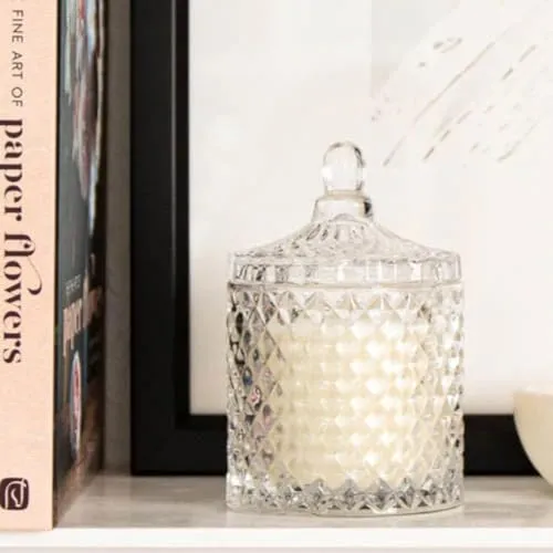 Premium Lavender Aromatherapy Candle in Crystal Jar- 100% Pure Soy Wax, Natural Fragrance for Relaxation and Tranquility | Smoke-Free (425G (5 * 85G))