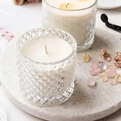 Premium Lavender Aromatherapy Candle in Crystal Jar- 100% Pure Soy Wax, Natural Fragrance for Relaxation and Tranquility | Smoke-Free (425G (5 * 85G))