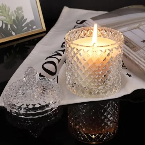 Premium Lavender Aromatherapy Candle in Crystal Jar- 100% Pure Soy Wax, Natural Fragrance for Relaxation and Tranquility | Smoke-Free (425G (5 * 85G))