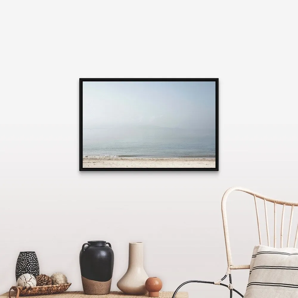 "Beach with white sand and stunning blue water" Black Float Frame Canvas Art