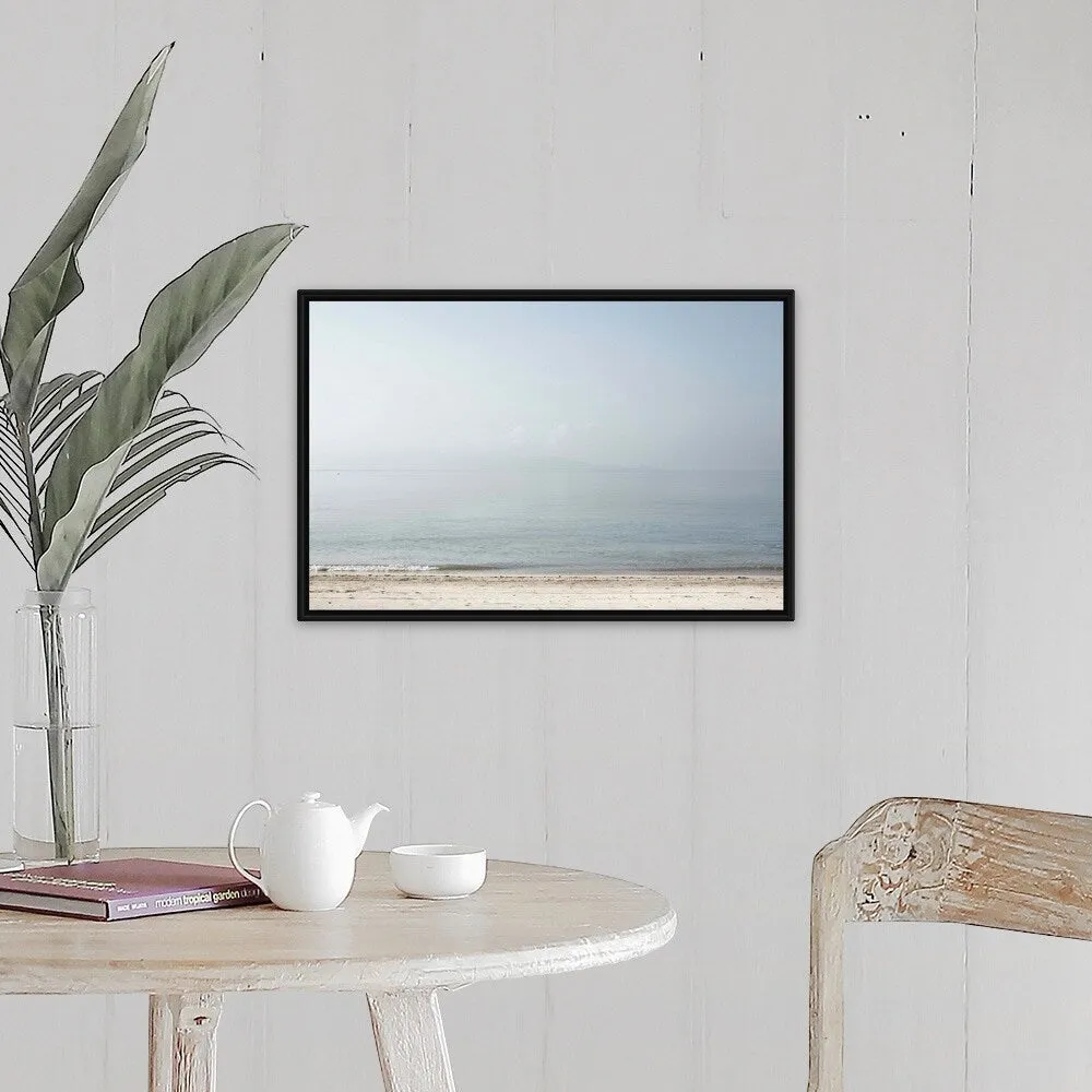 "Beach with white sand and stunning blue water" Black Float Frame Canvas Art