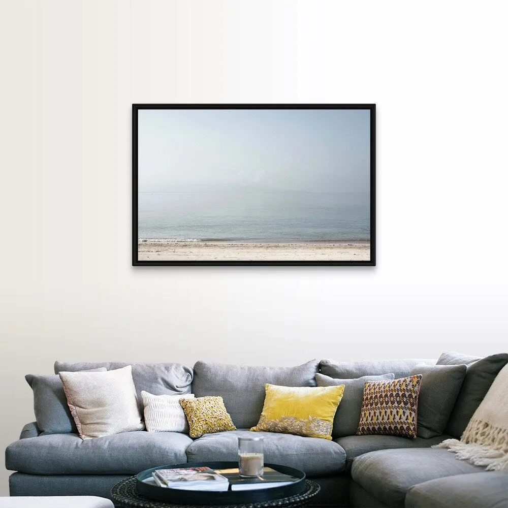 "Beach with white sand and stunning blue water" Black Float Frame Canvas Art