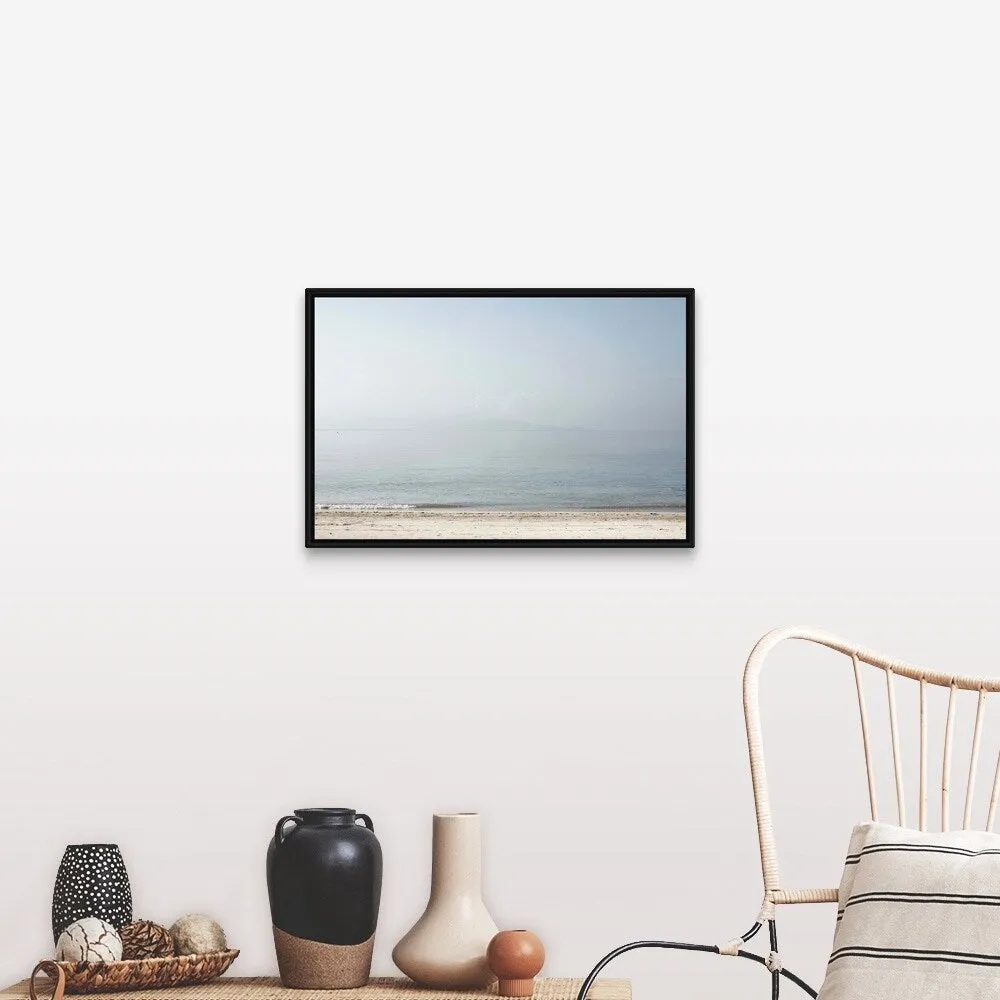 "Beach with white sand and stunning blue water" Black Float Frame Canvas Art