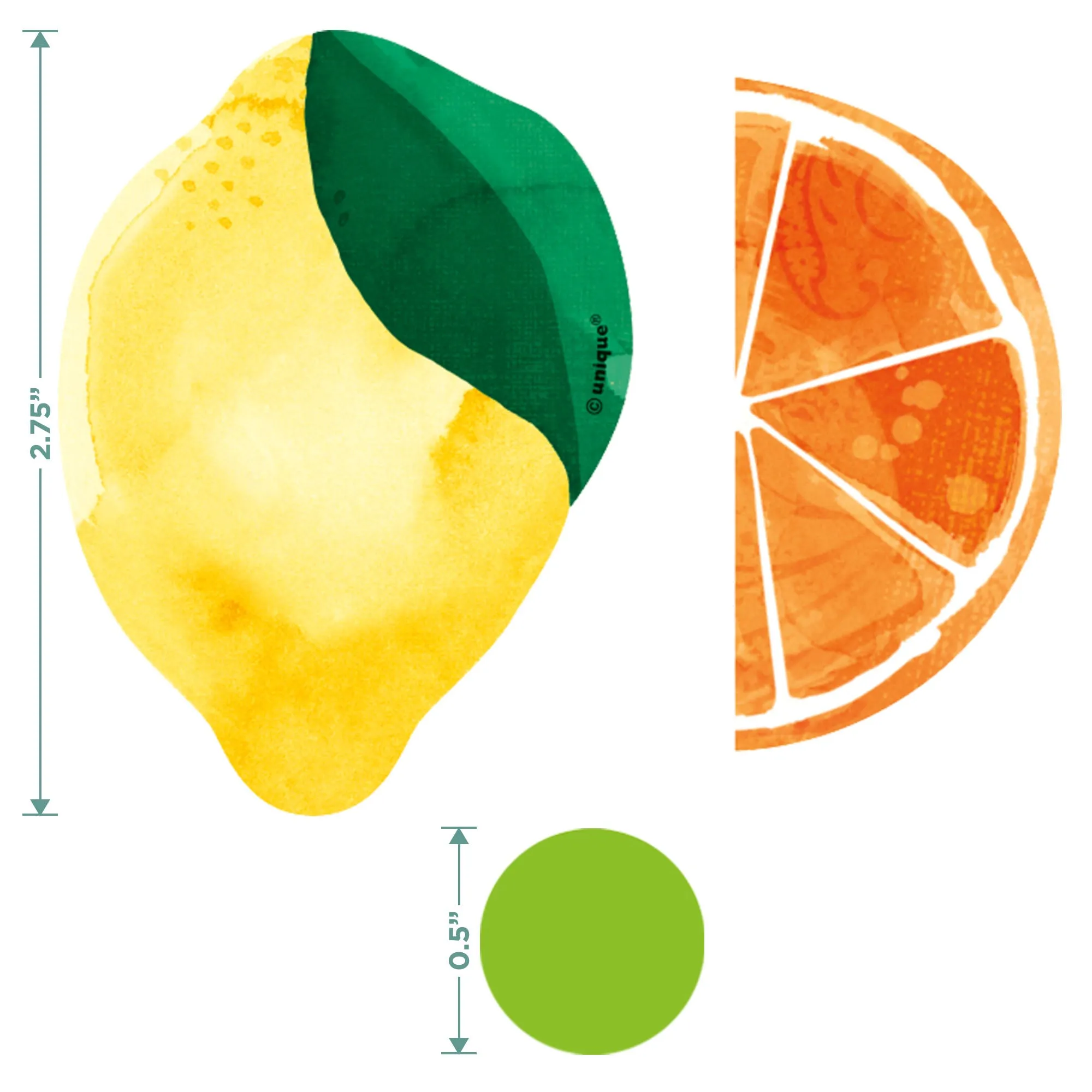 Summer Sunshine Citrus Fruit Large Table Scatter and Confetti Decorations, 72pc