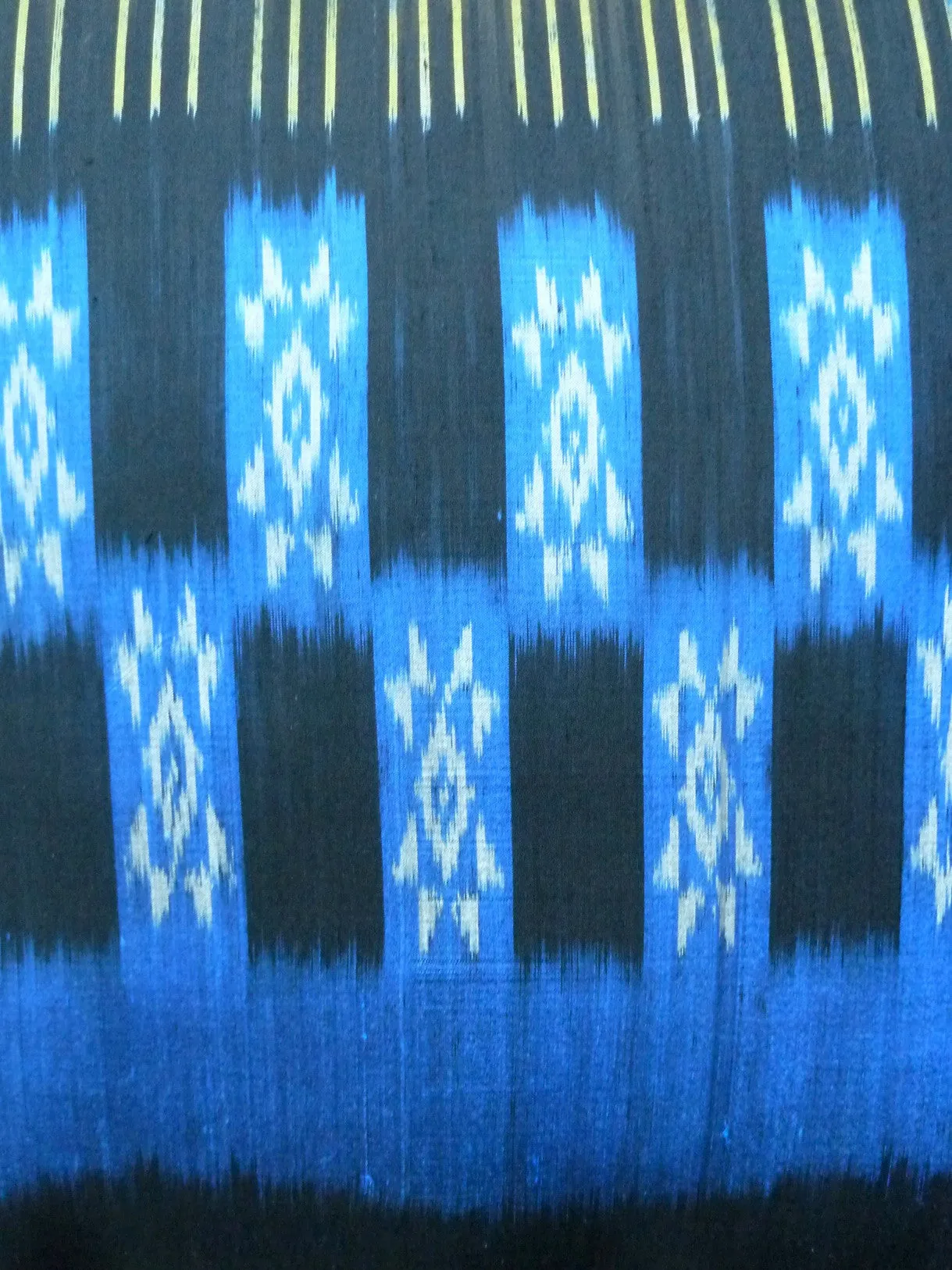 Thai Silk Modern Ikat Pillow Black Cobalt Gold
