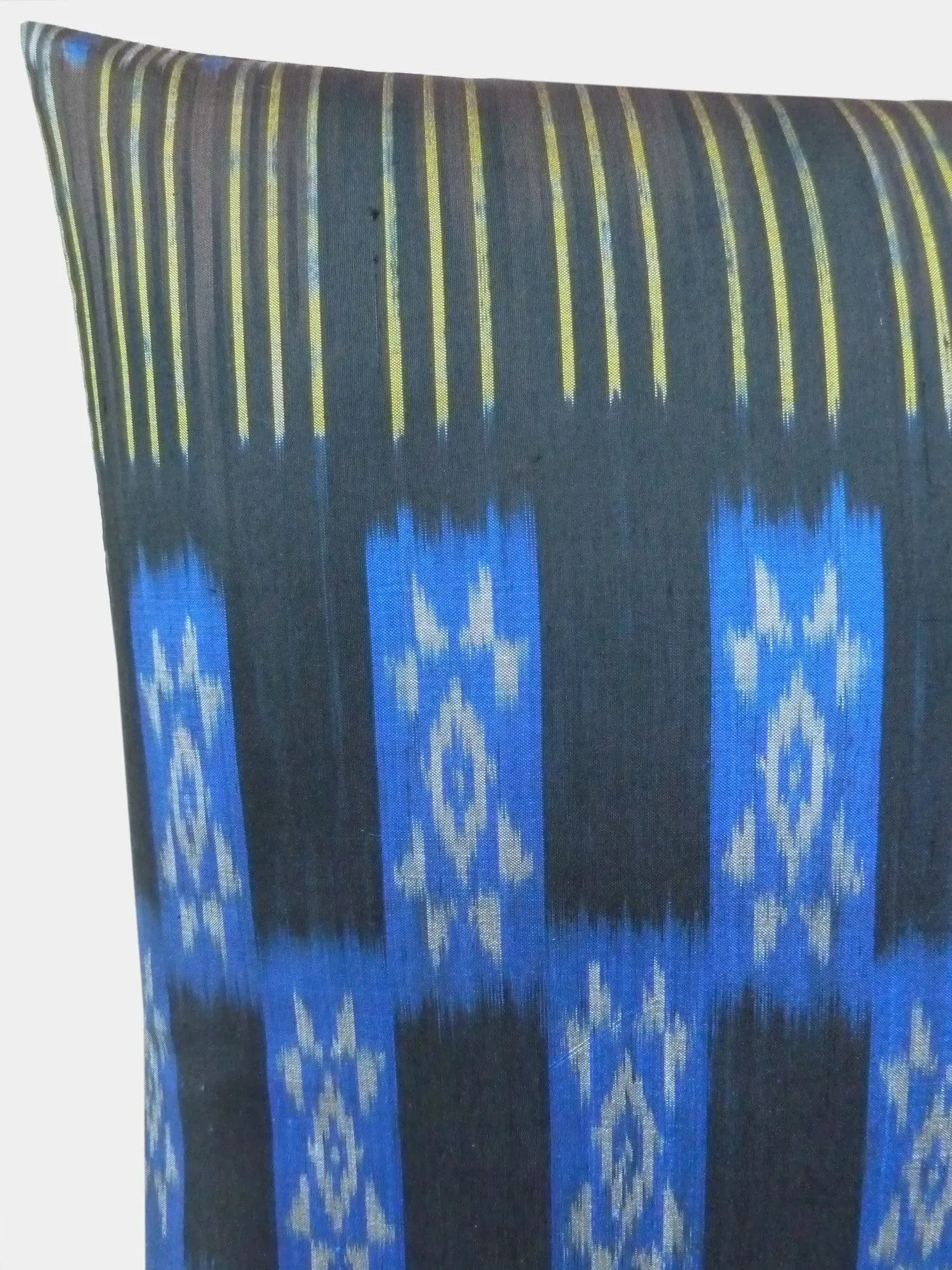 Thai Silk Modern Ikat Pillow Black Cobalt Gold